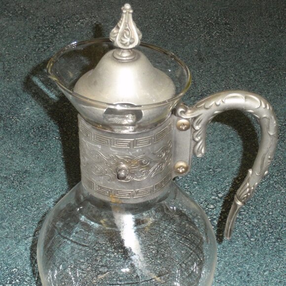Corning Glass Heat Proof Coffee Tea Pot Silver Plate Carafe - CHRISTMAS GIFT! - Picture 1 of 7